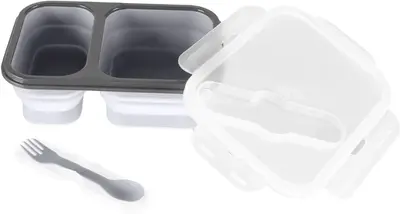 Zopa Silicone Box large cutlery set grey 21x15 cm