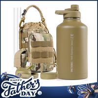 FathersDayGift-OneTigris 64 oz Insulated Stainless Steel Water Bottle with Carry Pouch, 3 Interchangeable Lids, Perfect Gift ...