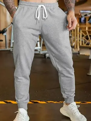 Men's Classic Simple Regular Fit Solid Pocket Drawstring Waist Jogger Pants, Summer Outfits 2024, Pants for Men, Summer Wo...