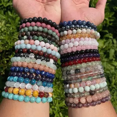 Natural Polished Grade A++ Genuine Gemstone Bead Healing Crystal Bracelets Choose from 40 Types Stone