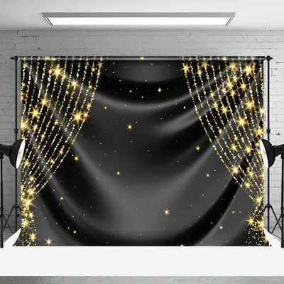 Drape Glossy Black Gold Sparkle Photography Backdrop - Aperturee