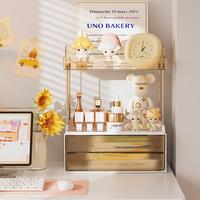 DELAMU 2-Tier 2-Drawer Countertop Organizer, Ideal for storing cosmetics, skincare, toiletries, Storage Racks Boxes