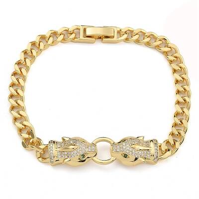 Brass Micro Pave Cubic Zirconia Link & Charm Bracelets