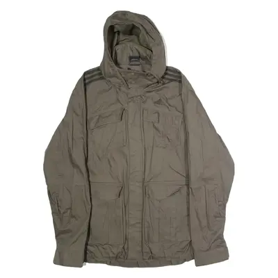 ADIDAS Mens Parka Jacket Green Canvas Hooded L