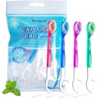 Disposable Mini Toothbrush 5 in 1 Tool (Toothpaste + Floss + Pick + Tongue Scraper) Portable Travel Set Individually Wrapped ...