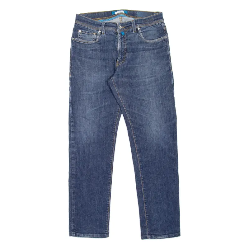PIERRE CARDIN Lyon Mens Jeans Blue Regular Tapered Stone Wash W32 L29