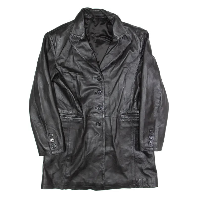 JESSICA Womens Track Coat Black Leather M