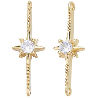 8Pcs Brass Pave Clear Cubic Zirconia Connector Charms