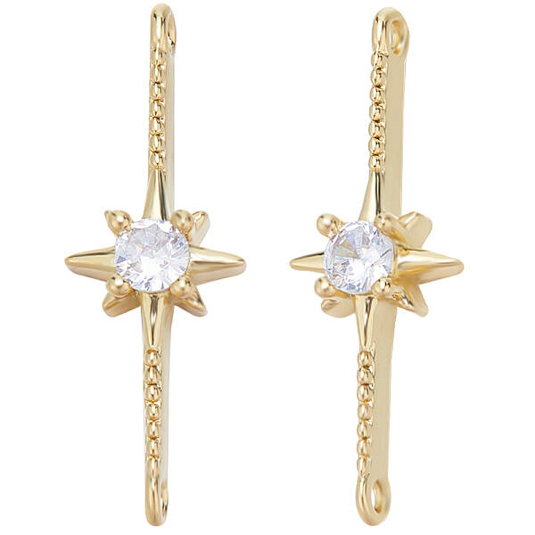 8Pcs Brass Pave Clear Cubic Zirconia Connector Charms