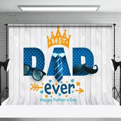 Best Dad Ever Tie Glasses Plank Fathers Day Backdrop - Aperturee