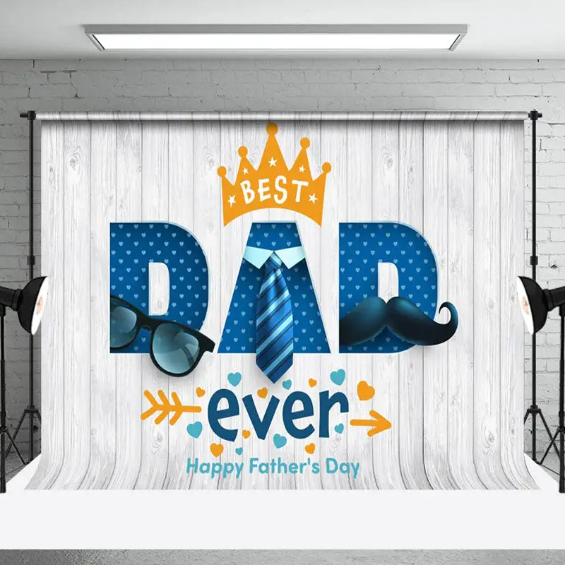 Best Dad Ever Tie Glasses Plank Fathers Day Backdrop - Aperturee
