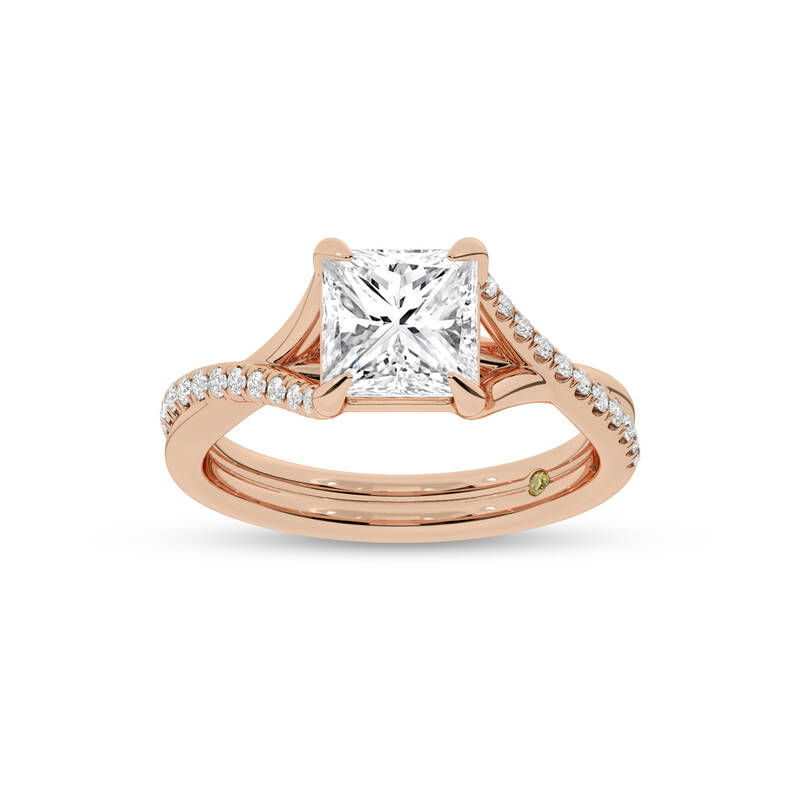 Lumen Twisted Pavé Shank Princess Cut Lab Diamond Engagement Ring | 10K Rose Gold 1 3/4 CT. TW.