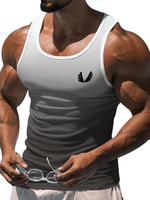 Men's Gradient Print Round Neck Tank Top, Regular Fit Casual Sleeveless Top for Gym Workout, Men's Top for Summer