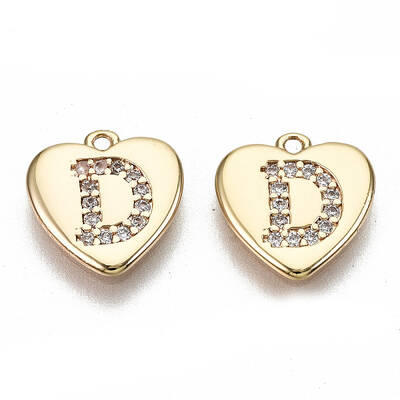 Brass Micro Pave Clear Cubic Zirconia Charms