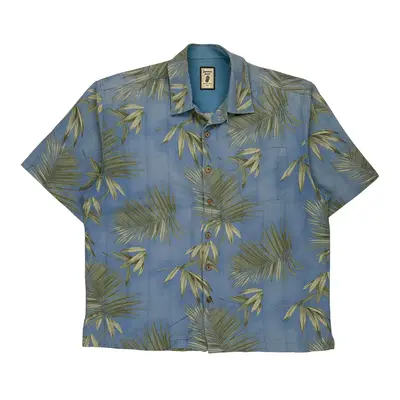 Jamaica Jaxx Floral Hawaiian Shirt - Large Blue Silk