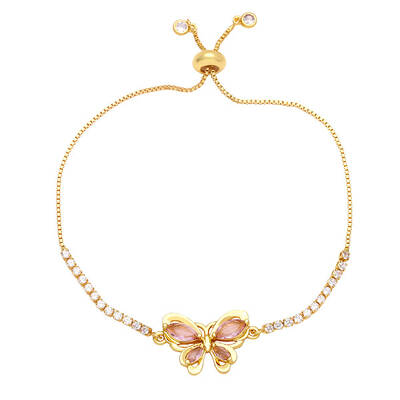 Chic and Minimalist Butterfly Bracelet with Sparkling Zircon Stones