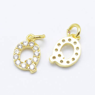 Brass Micro Pave Grade AAA Cubic Zirconia Charms