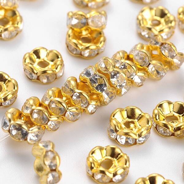 Brass Crystal Rhinestone Spacer Beads
