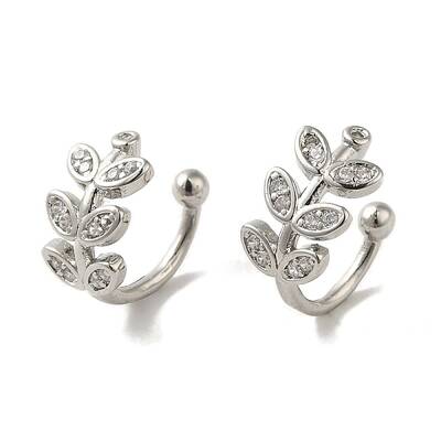 Rack Plating Brass Micro Pave Cubic Zirconia Cuff Earrings