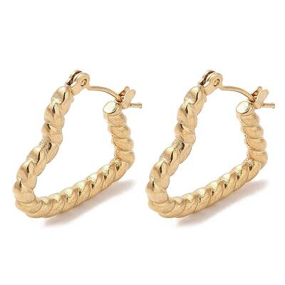 Twist Heart 201 Stainless Steel Half Hoop Earrings for Women