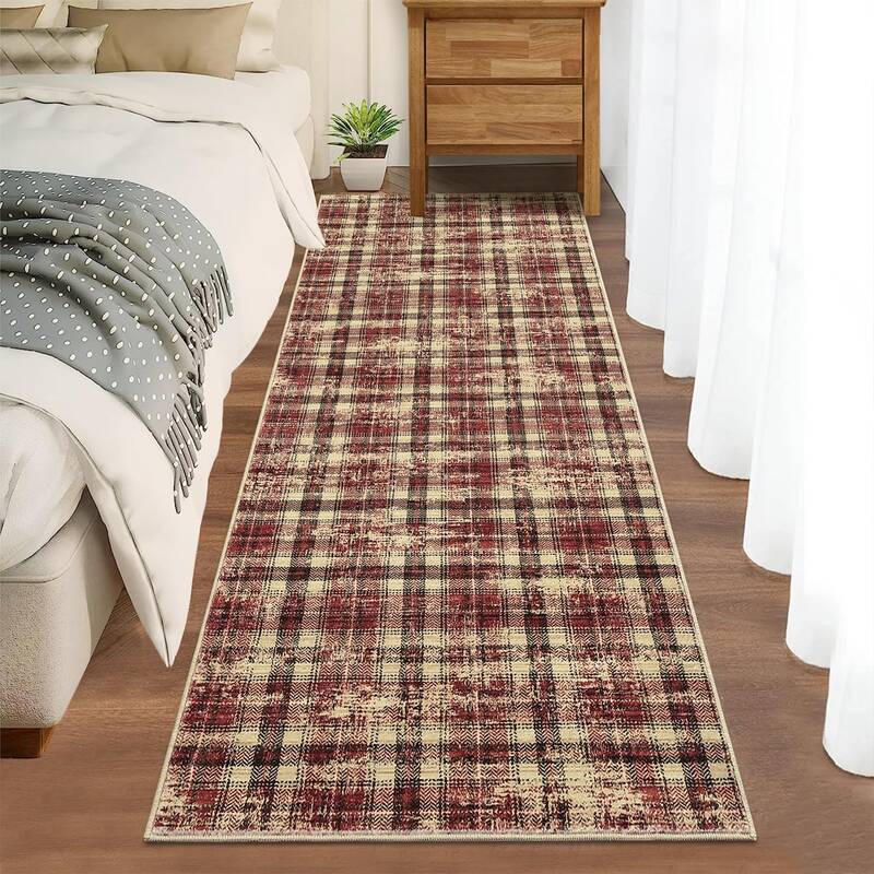 Garvee Modern Plaid Area Rug Washable Soft Non-Slip Low Pile Carpet for Living Room Bedroom Nursery Office, Classic Farmhouse...