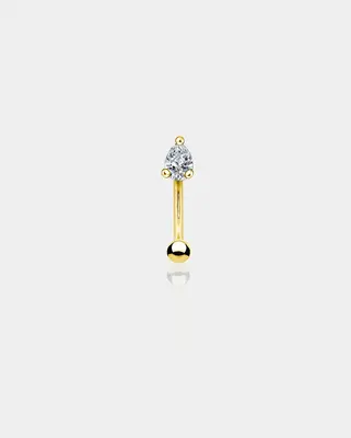 14K Gold Waterdrop CZ Rook Earring