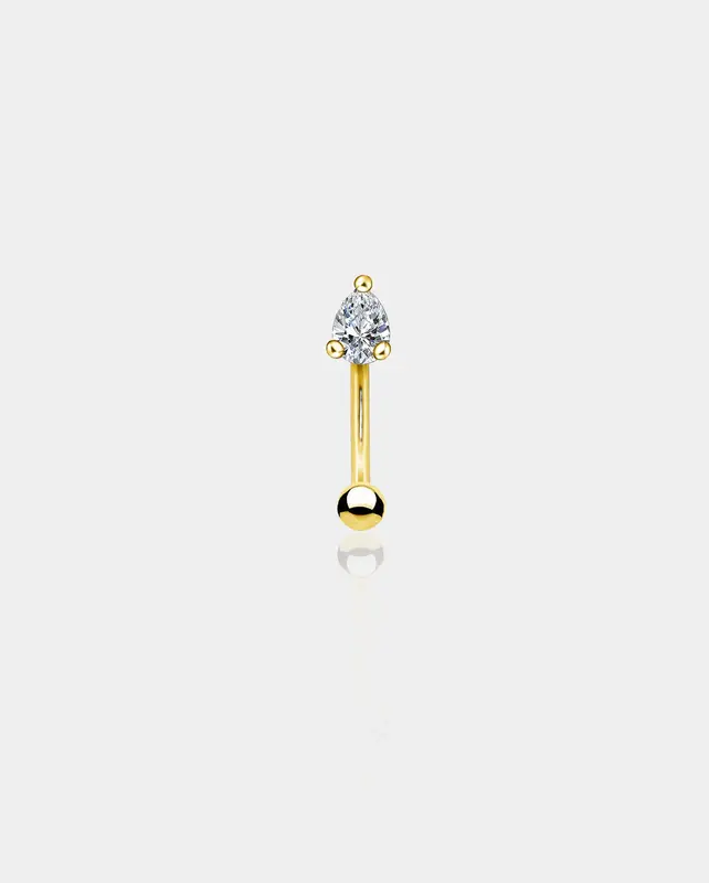 14K Gold Waterdrop CZ Rook Earring