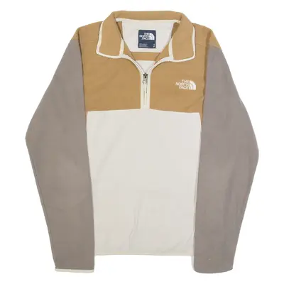 THE NORTH FACE Mens Fleece Beige 1/4 Zip Tight Knit S