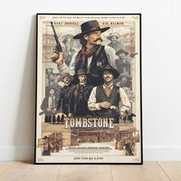 Custom Tombstone Poster Unframed Wall Art - Illustration of Classic Western Film Starring Kurt Russell and Val Kilmer gifts f...