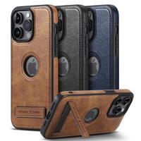 For iPhone 16 15 14 Plus 13 12 Pro Max Slim Luxury Leather Built-in Kickstand Durable Case Cover Phone Accessories Protective...