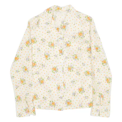 Shirt Cream Floral Long Sleeve Womens XL