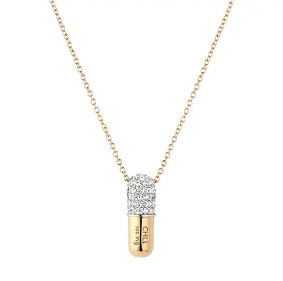 10K Gold Diamond Chill Pill Pavé Necklace