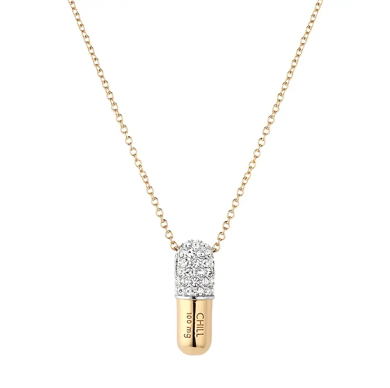 10K Gold Diamond Chill Pill Pavé Necklace