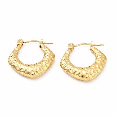 Ion Plating(IP) 304 Stainless Steel Chunky Rhombus Hoop Earrings for Women