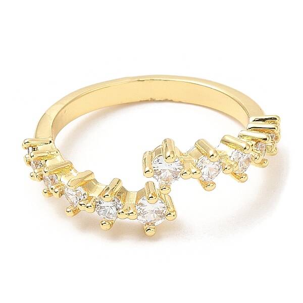 Rack Plating Brass Finger Rings with Cubic Zirconia for Women
