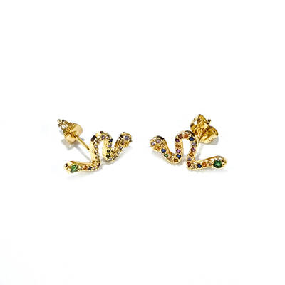 Brass Micro Pave Cubic Zirconia Stud Crawler Earrings