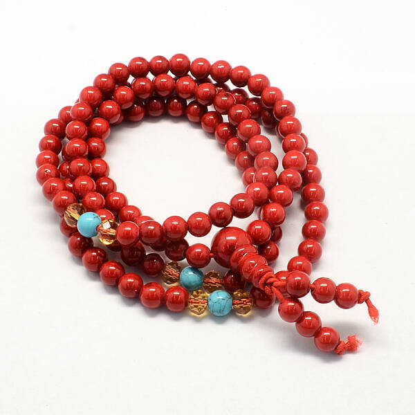 4-Loop Wrap Buddha Meditation Yellow Jade Beaded Bracelets