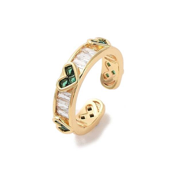 Brass Micro Pave Cubic Zirconia Open Cuff Rings