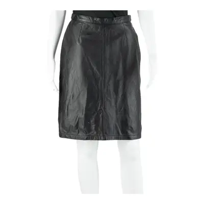 Knee Length Pencil Skirt Black Faux Leather Leather Womens S