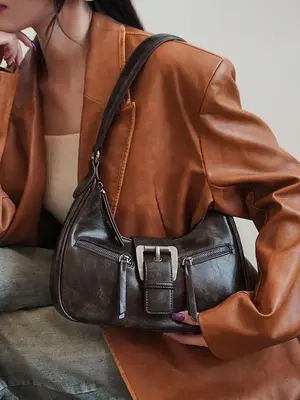 Women's Trendy Vintage Shoulder Bag, Fashionable Pu Underarm Bag for Work & Daily Used, Casual Trendy Versatile High-quality ...