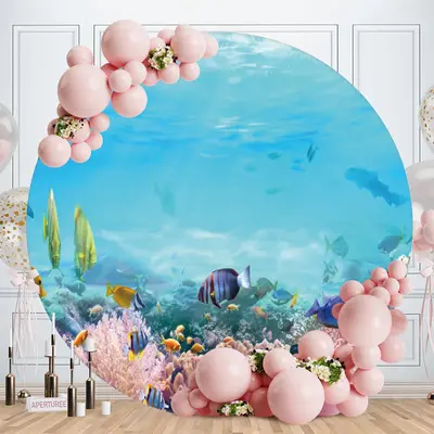 Clear Under Sea With Coral And Fish Round Backdrop - Aperturee