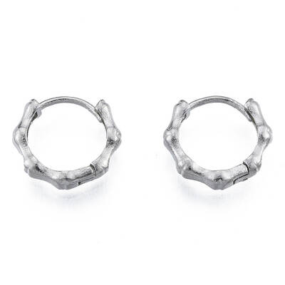 Non-Tarnish 316 Surgical Stainless Steel Bamboo Stick Hoop Earrings for Men Women