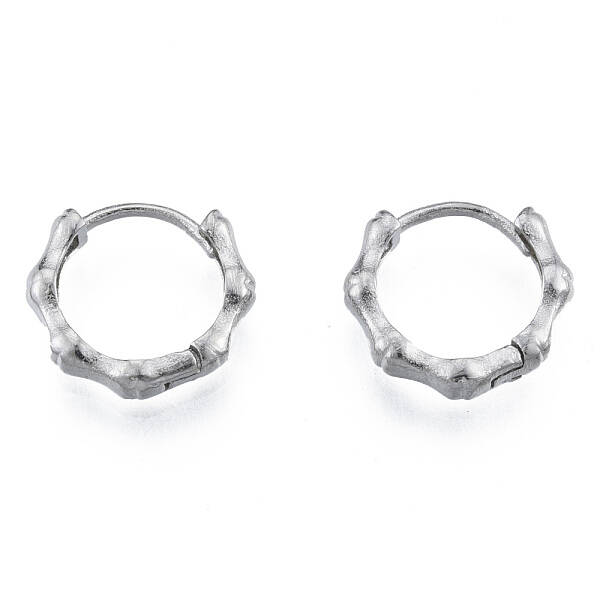 Non-Tarnish 316 Surgical Stainless Steel Bamboo Stick Hoop Earrings for Men Women