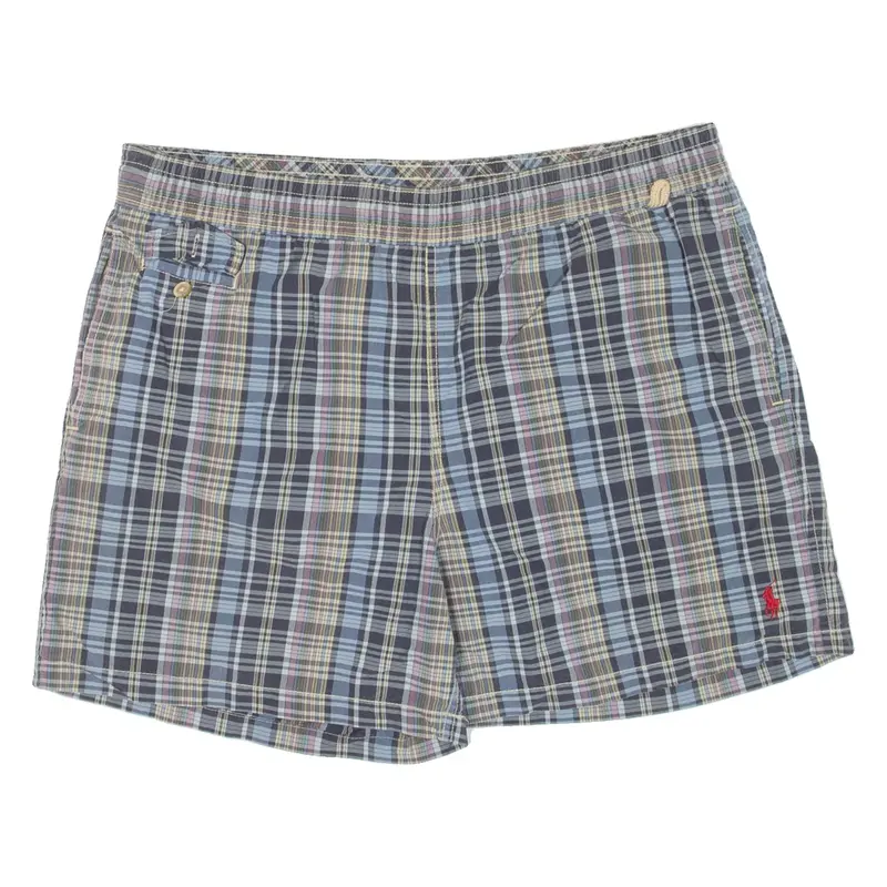 POLO RALPH LAUREN Mesh Lining Mens Swimming Shorts Blue Check M W36
