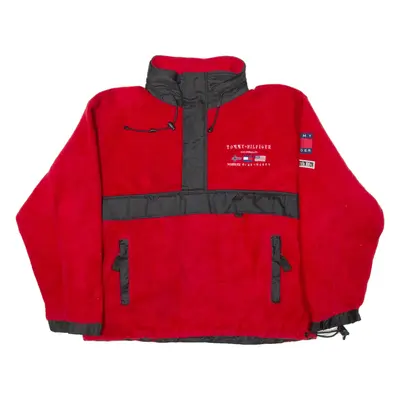 TOMMY HILFIGER Pullover Mens Fleece Jacket Red Hooded L