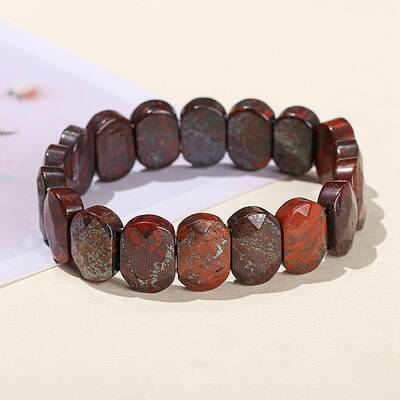 Natural Brecciated Jasper Oval Bead Stretch Bracelets for Men Women