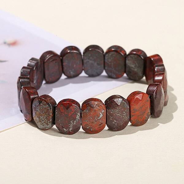 Natural Brecciated Jasper Oval Bead Stretch Bracelets for Men Women
