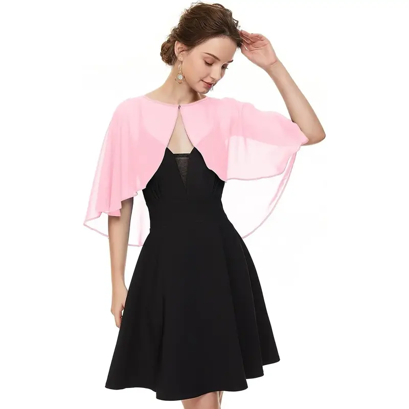 Soft Chiffon Shawls Wraps Shrug for Wedding Evening Dress Cape Cover Up for Women