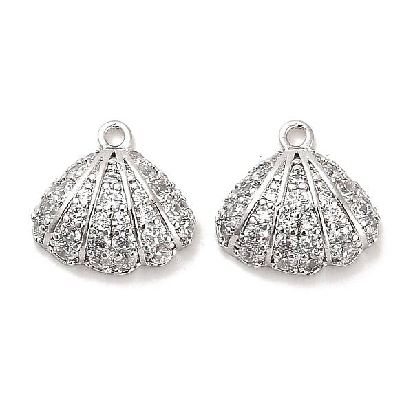 Brass Micro Pave Clear Cubic Zirconia Charms