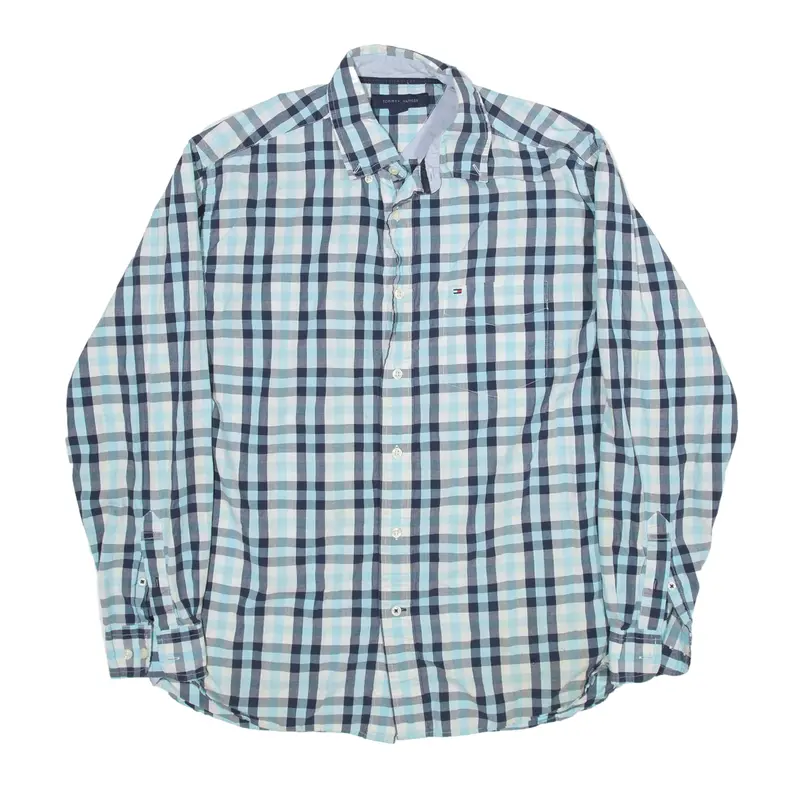 TOMMY HILFIGER Shirt Blue Check Long Sleeve Mens M